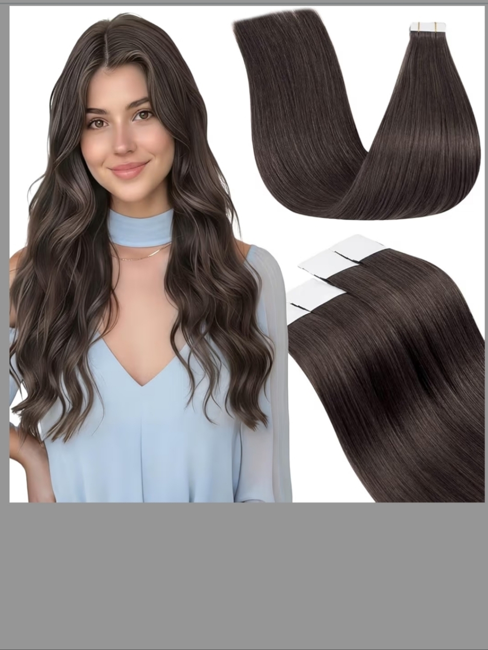 LaaVoo Tape in Hair Extensions Mocha Brown 16inch 20pcs 50g